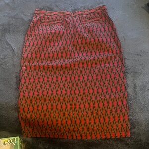 Elegant Red and Black Diamond Pattern Skirt
